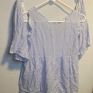 Pink Rose Light Blue Striped Blouse